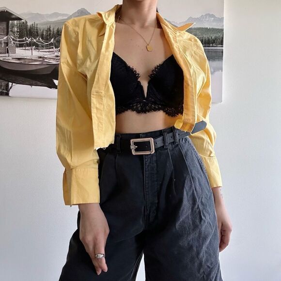 y2k reworked yellow crop button up - Picture 1 of 4